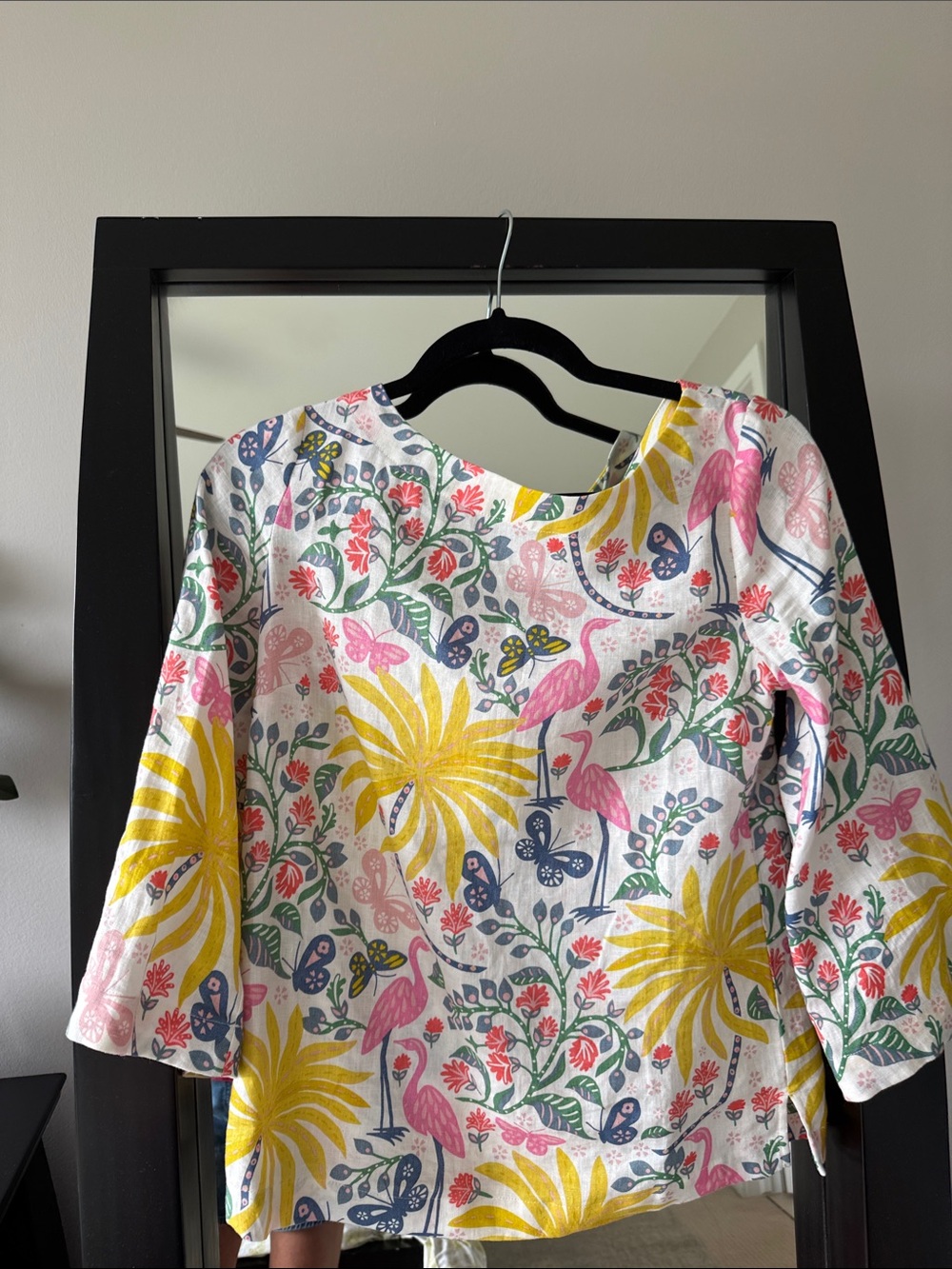 Boden Floral Palm Print Blouse in White, Yellow, Pink & Blue - Picture 2 of 7
